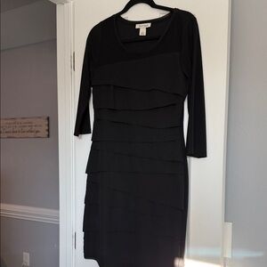White House Black Market Black Layered Long Sleeve Dress